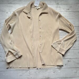 All Row boutique brand blouse cream textured polyester neutral